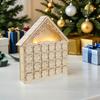 Calendario Conto alla Rovescia di Natale Villaggio Avvento in Legno Luce LED 24 Giorni Cassetto Ricaricabile Calendario Conto alla Rovescia Festivo Riutilizzabile