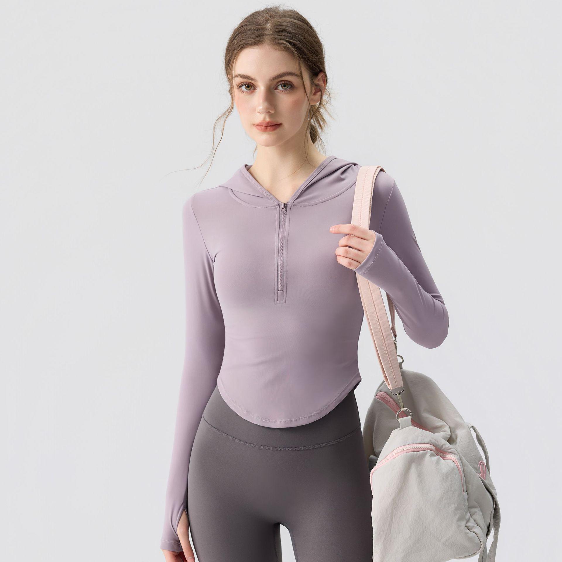 2025 Women s Slimming Long Sleeve Half-Zip Fitness Top - Breathable, Tight-Fitting, Autumn/Winter Sportswear S 【For 85-95 jin】