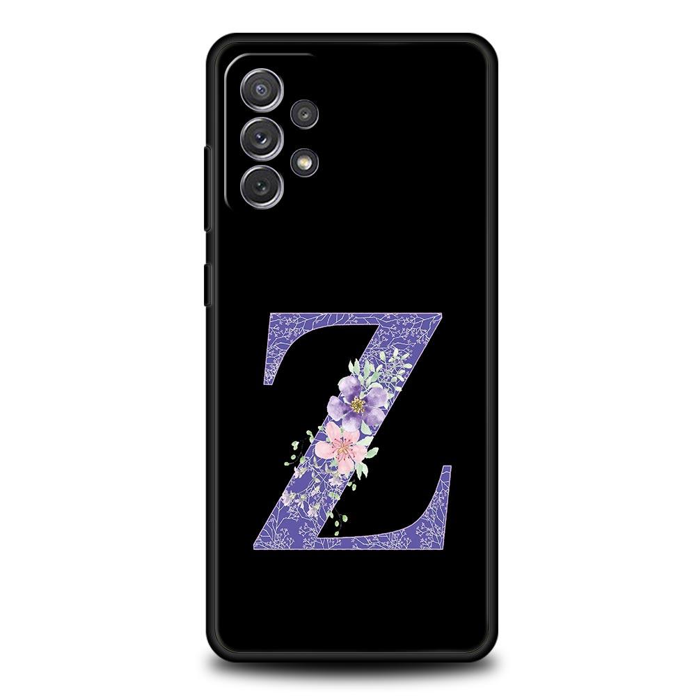 Letters Purple Flower Phone Case For Samsung Galaxy A17 A07 A55 A35 A25 A15 A05 A33 5G A31 A23 A21s A13 A41 A73 A53 A51 A71Cover