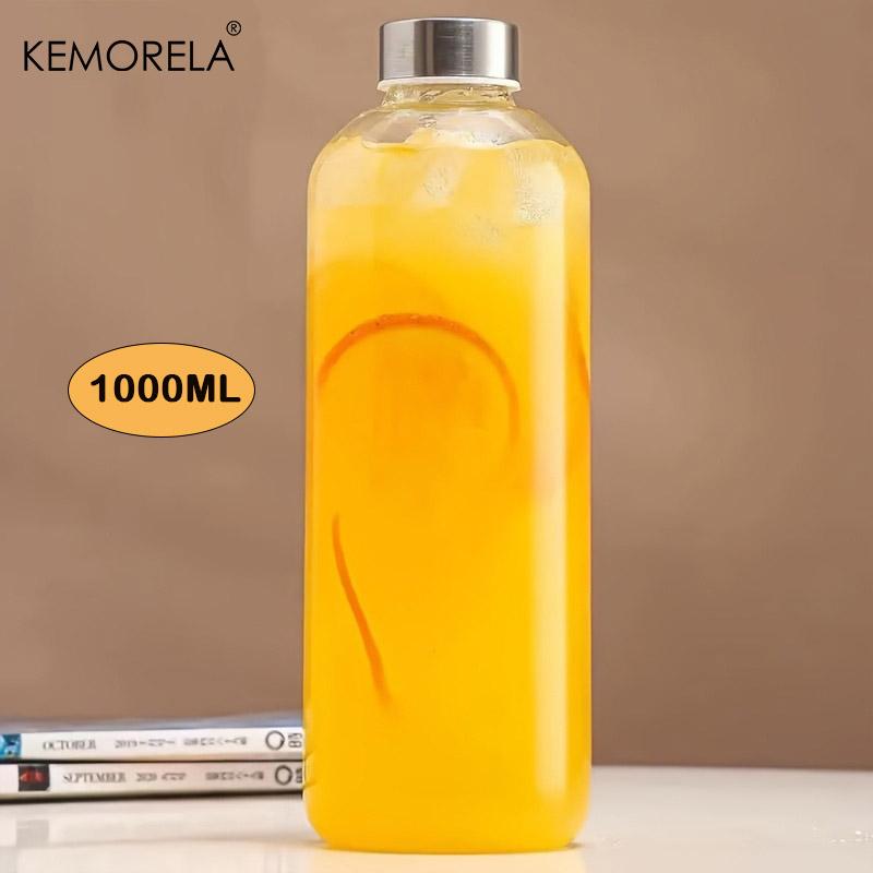 Glass Sports Water Bottle with Lid Leak-Proof And Heat-Resistant 500/750/1000ML for Travel And Storing Such As Juices, Smoothies