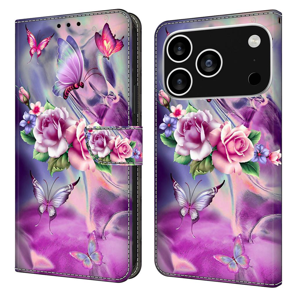 For iPhone 17 Pro Case 3D Pattern PU Leather Wallet Phone Cover with Stand