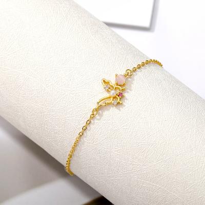 Simple Butterfly Zircon Stainless Steel Bracelet Women's Bracelet Butterfly Pearl Pendant Jewelry Premium Sense