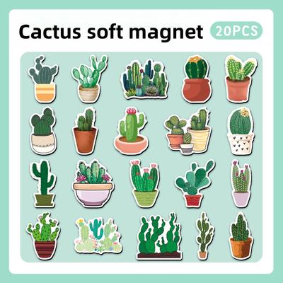 20 Pieces of Green Potted Plants Creative Small Fresh Waterproof Magnetic Sticker