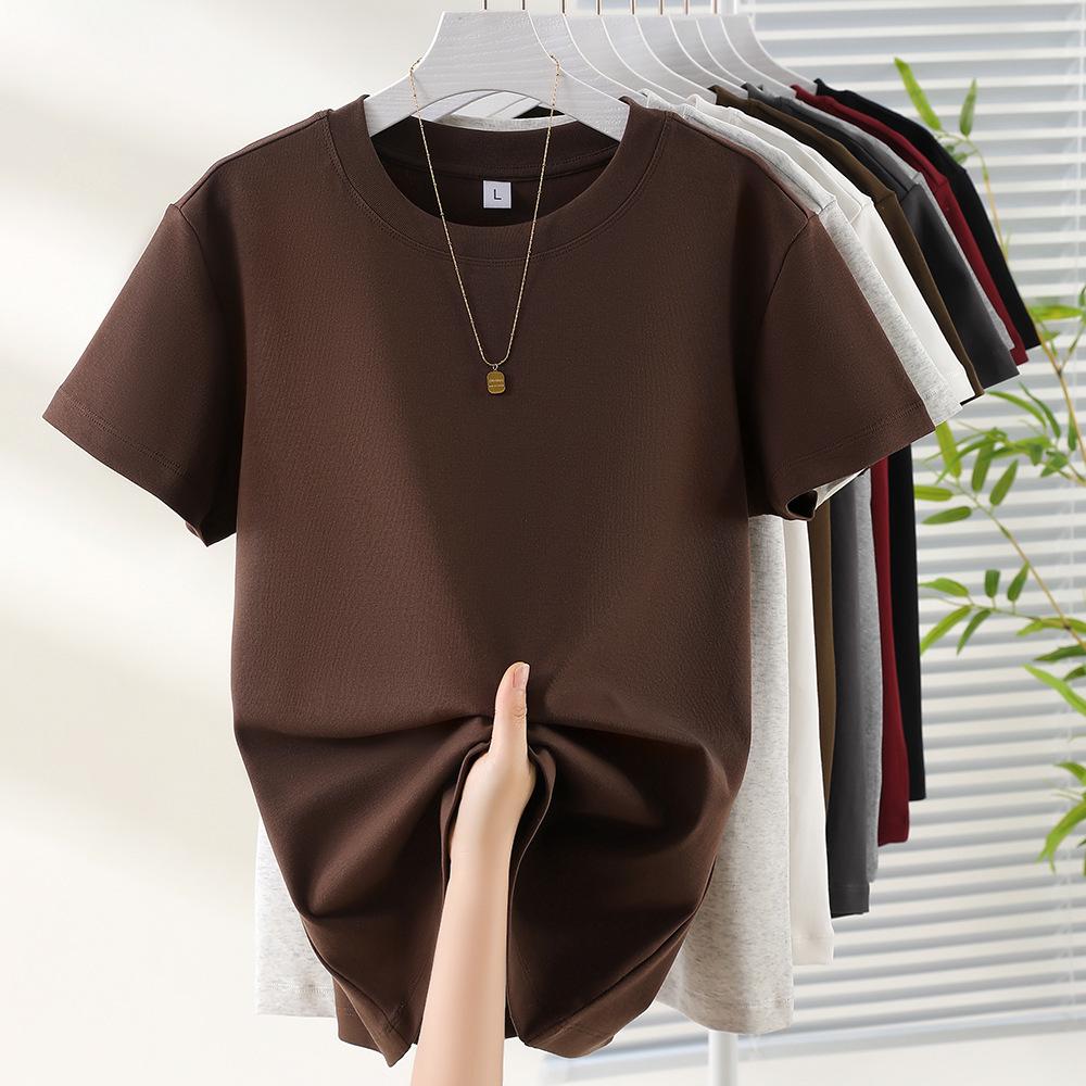 

Women s Basic Cotton Short Sleeve T-Shirt - Slim Fit, Regular Shoulder, Summer Style, Single/Two-Pack M (80-95 lbs)