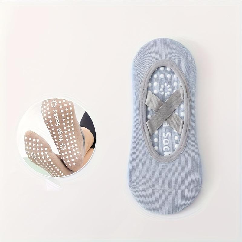 

1 пара женских носков для йоги, йога, балет, пилатес, спортивные носки с дополнительным сцеплением, нескользящие перекрестные ремешки, женские профессиональные нескользящие для фитнеса в помещении