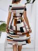 2026 Women's Casual Printed Belted Dress, European & American Summer Bestseller