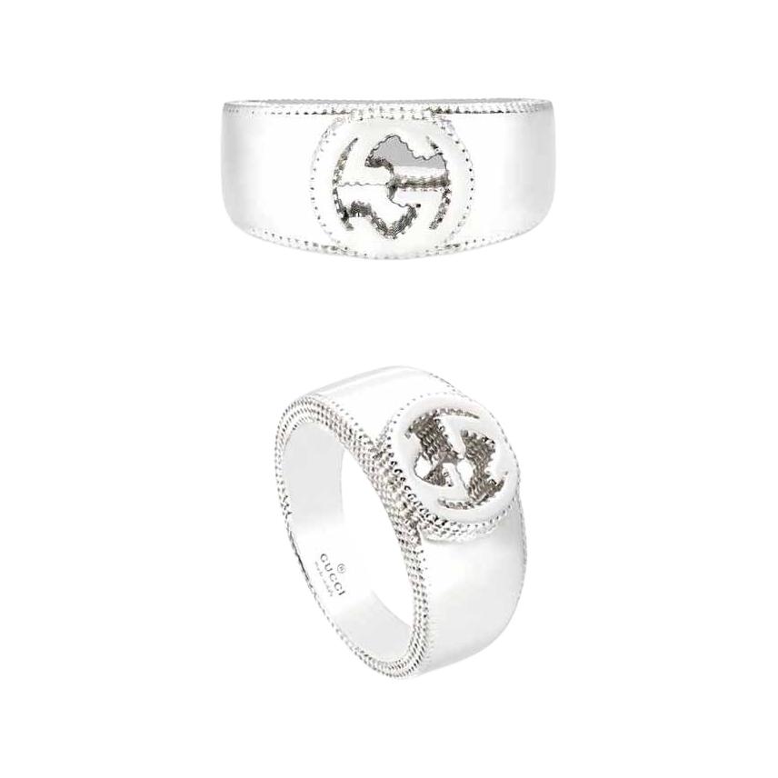 Gucci Interlocking Double G Silver Ring Unisex rings 479228-J8400-8106
