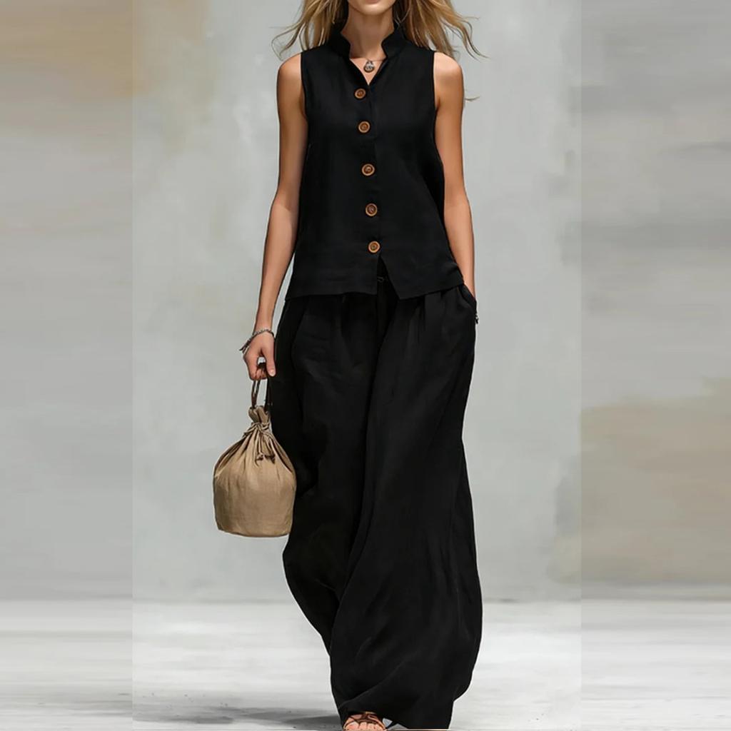 Women's Summer Set Fashion Casual V-neck Vest Pants Set Two-piece Set