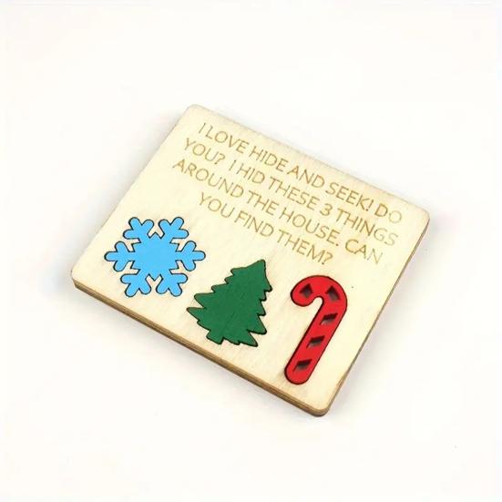 Yousheng Christmas Hide And Seek Game Rustic Wooden Hide Seek Board Decoration Family Game Holiday Party Candy Cane Tree Snowflake Puzzle Ornament