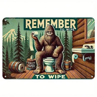 Funny Sasquatch Metal Tin Sign Vintage Bathroom Retro Wall Art 8x12 Inch
