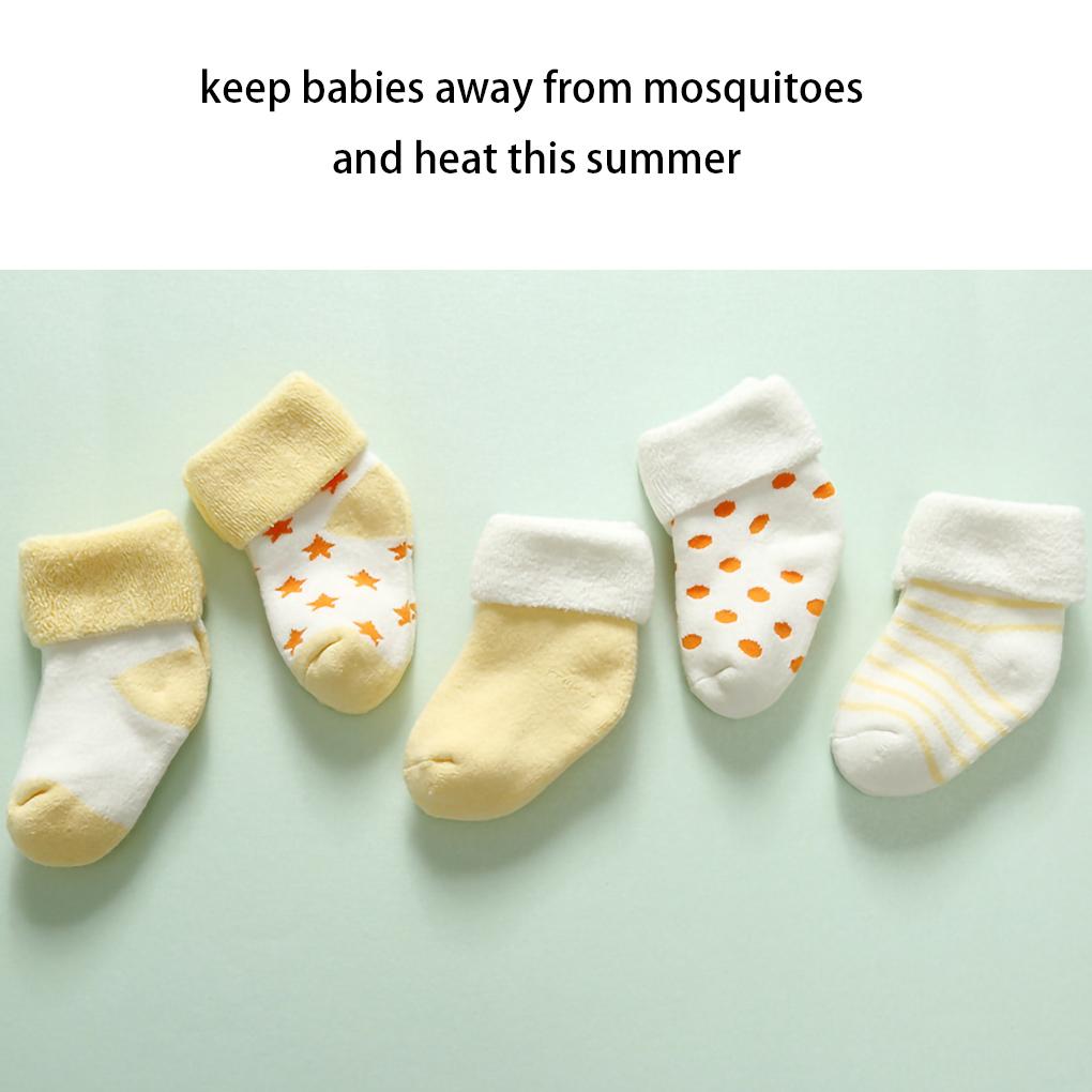5 Pair Baby Cotton Socks Sets Newborn Socks Thicken Cartoon Comfort Cotton Infant Warm\-keeping Socks with Elastic Opening