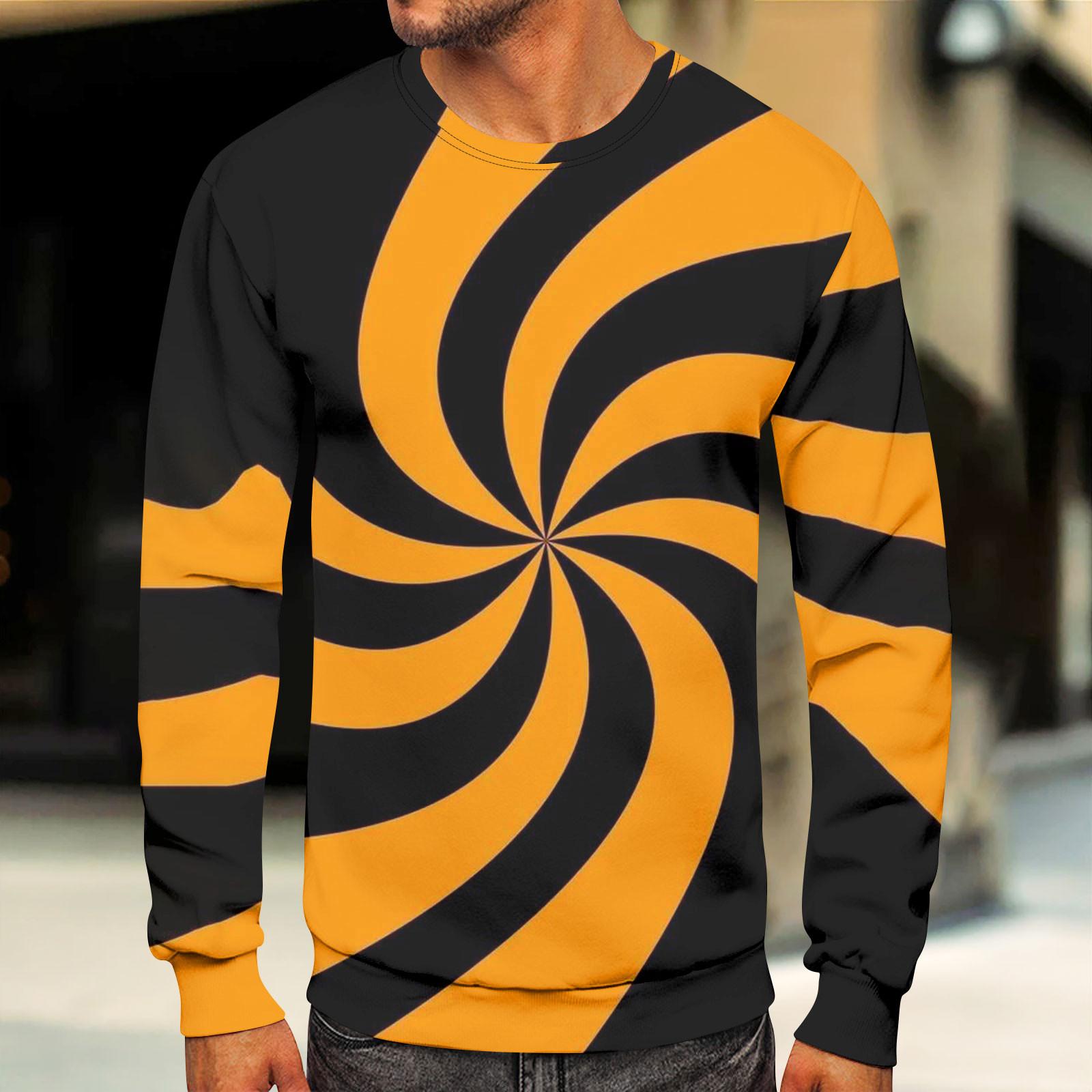 

Чоловічі топи з круглим вирізом. Чоловічий повсякденний модний пуловер з довгим рукавом і круглим вирізом XL жовтий