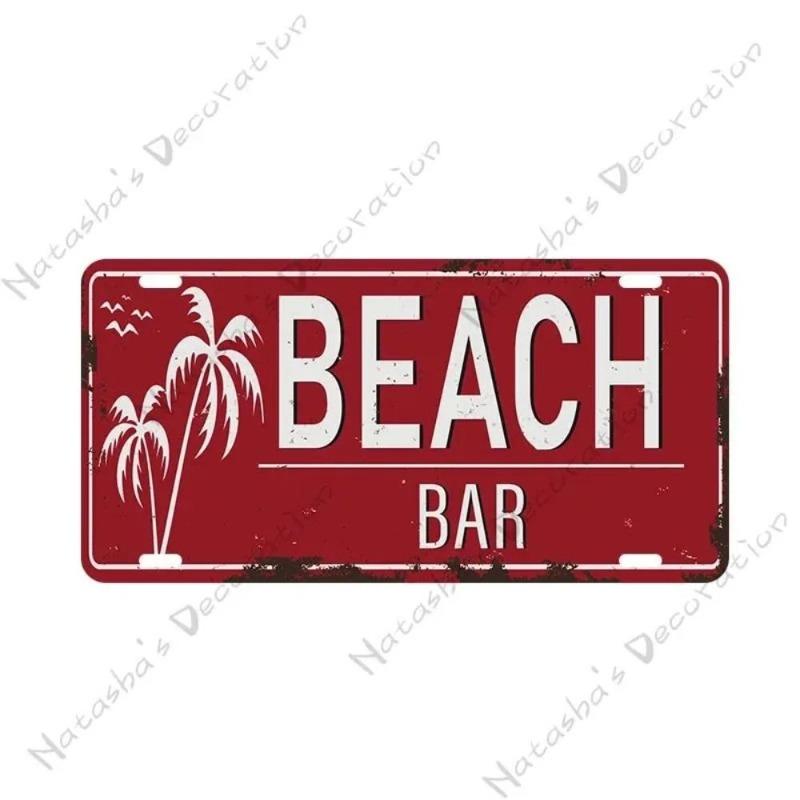 Beach Summer Surf License Plate, Metal Wall Decor 30x15cm