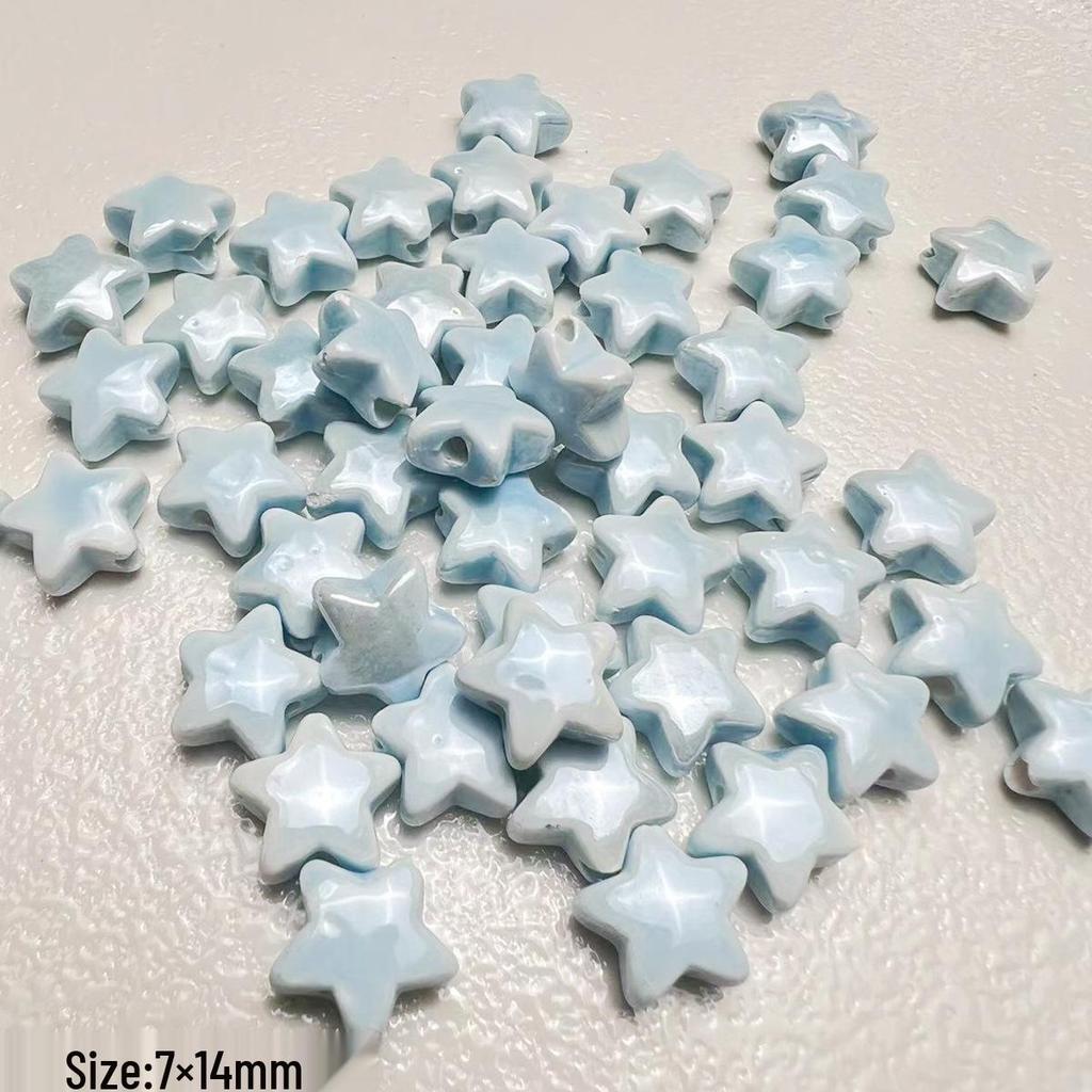 Blue Series Japanese Ceramic Seashell & Heart Beads for DIY Jewelry