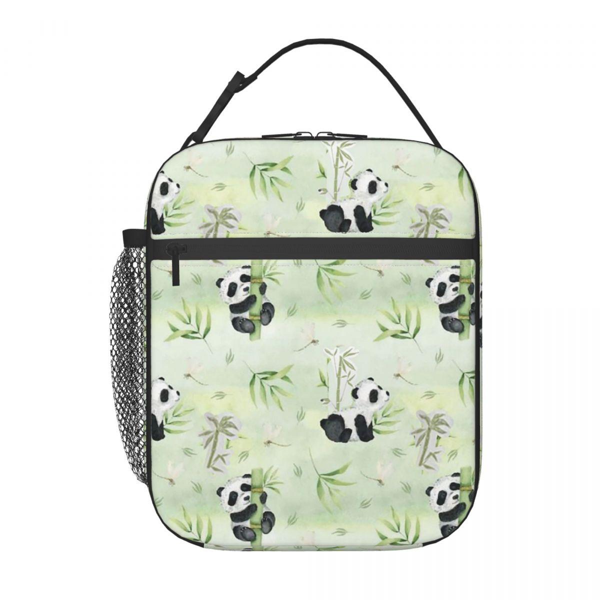

Cartoon Panda And Bamboo Pattern Insulated Lunch Bag for Women Children Leakproof Food Boxes Thermal Lunch Box Tote One Size