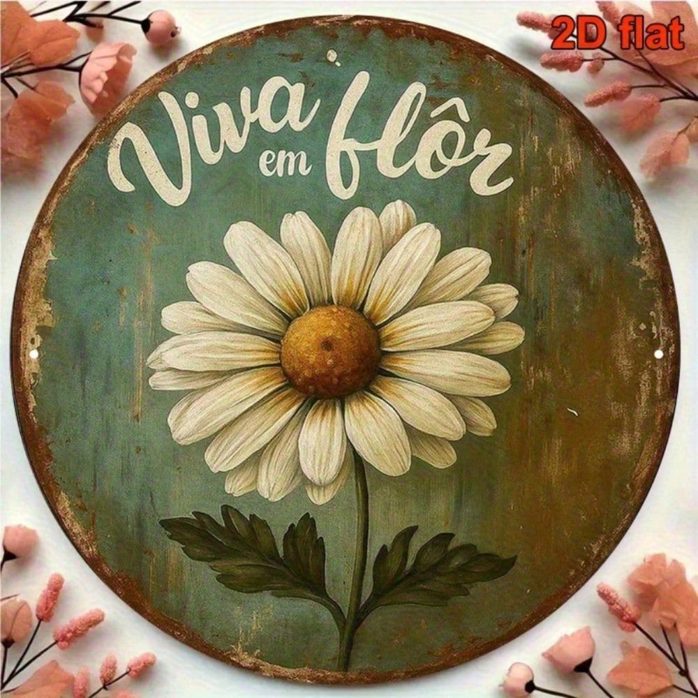 Vintage Portuguese Floral Metal Wall Art 8x8 Inch Rustproof Aluminum Plaque Home Decor