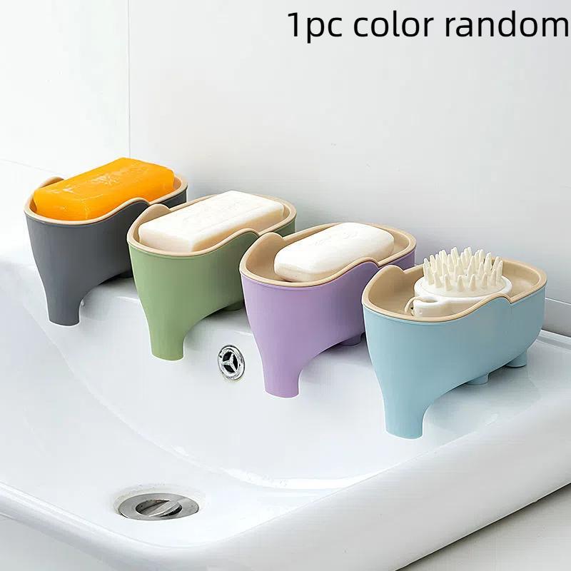 

1/4 шт. Мыльница Двухслойная Креативная Милая Слоник Аксессуары для ванной комнаты Домашний Декоративный Детский Водонепроницаемый Сливной Поддон