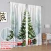 2pcs,2D plane printing Creative Curtains Christmas Tree Snow Gifts_a (3) Versatile Polyester (without rod) Room Decor Use for