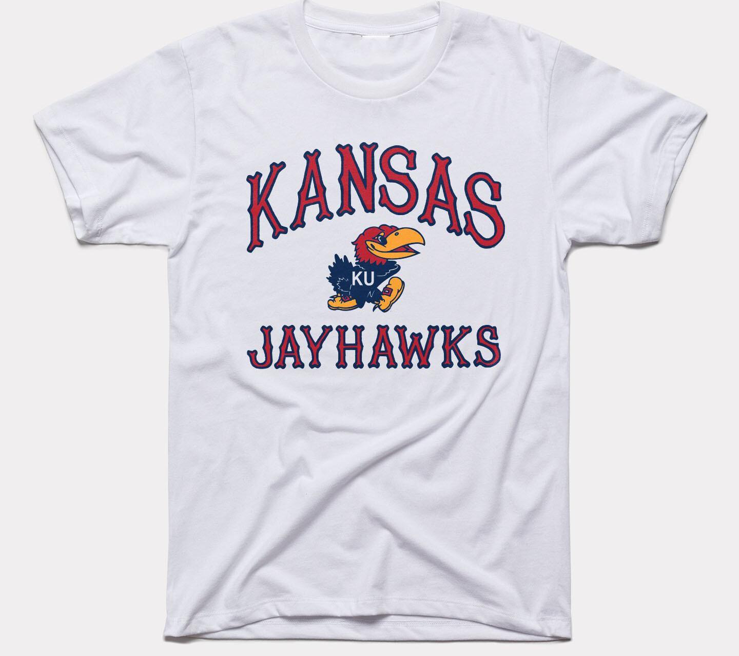 Kansas Jayhawks Logo T-Shirt Mens Womens Tees Top White Short Sleeve All Sizes JJ4665 3XL