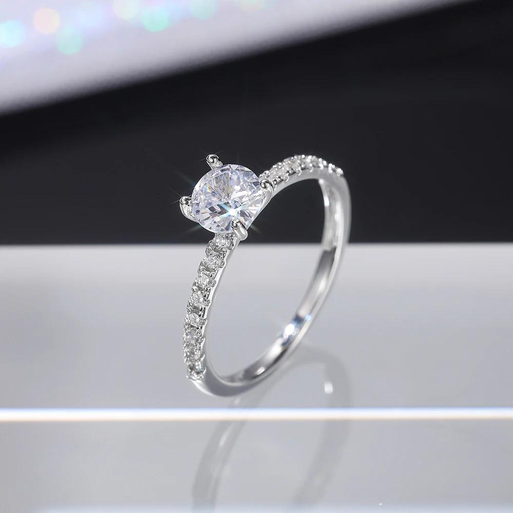 Huitan Classic 4 Claws Design Round Zirconia Women Wedding Engagement Rings 3 Colors Available Low-key Bridal Jewelry Sale