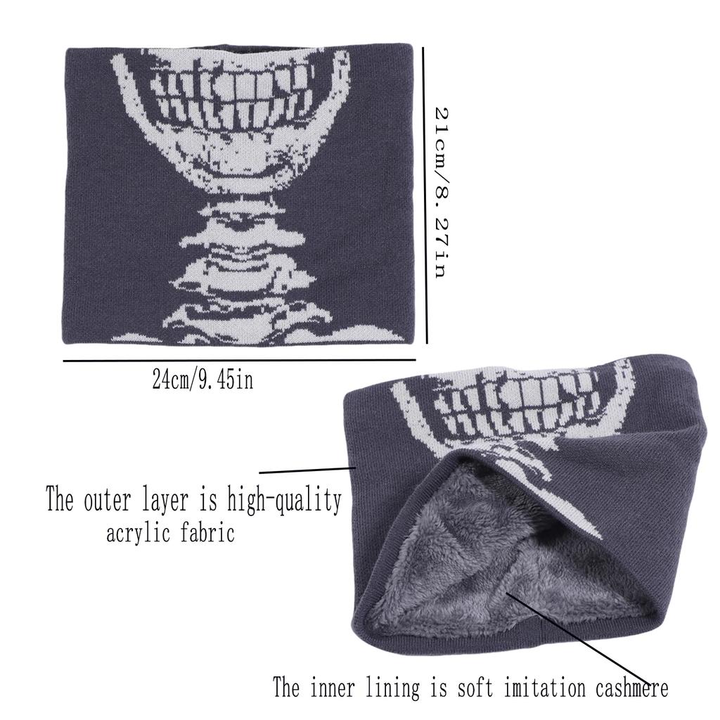 Men Women Cashmere Thickened Winter Neckerchief Halloween Party Skull Face Towel Windproof Neck Gaiter Cover Fashion Warm Scarf