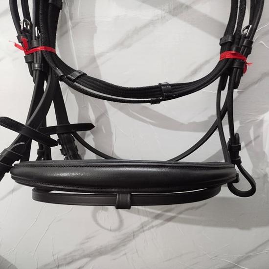Horse Bridle Black & Golden Stone Crystal Browband Black Padding Dressage Bridle.
