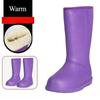 Women's Rain Boots EVA Mid-Calf Boots New Non-slip Waterproof Work Shoes Winter Outdoor Warm Snow Boots Slip On Plush Rain Shoes