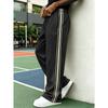 American sticker black and white strip casual trousers men's solid color street fitness running sports trousers straight sweatpants