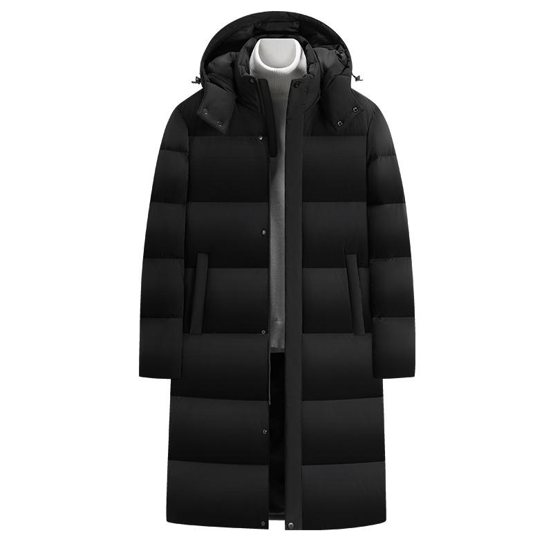 

Long Couple Down Jacket Men s and Women s White Duck Down Solid Color Versatile Down Jacket Thickened Hooded Winter Coat M
