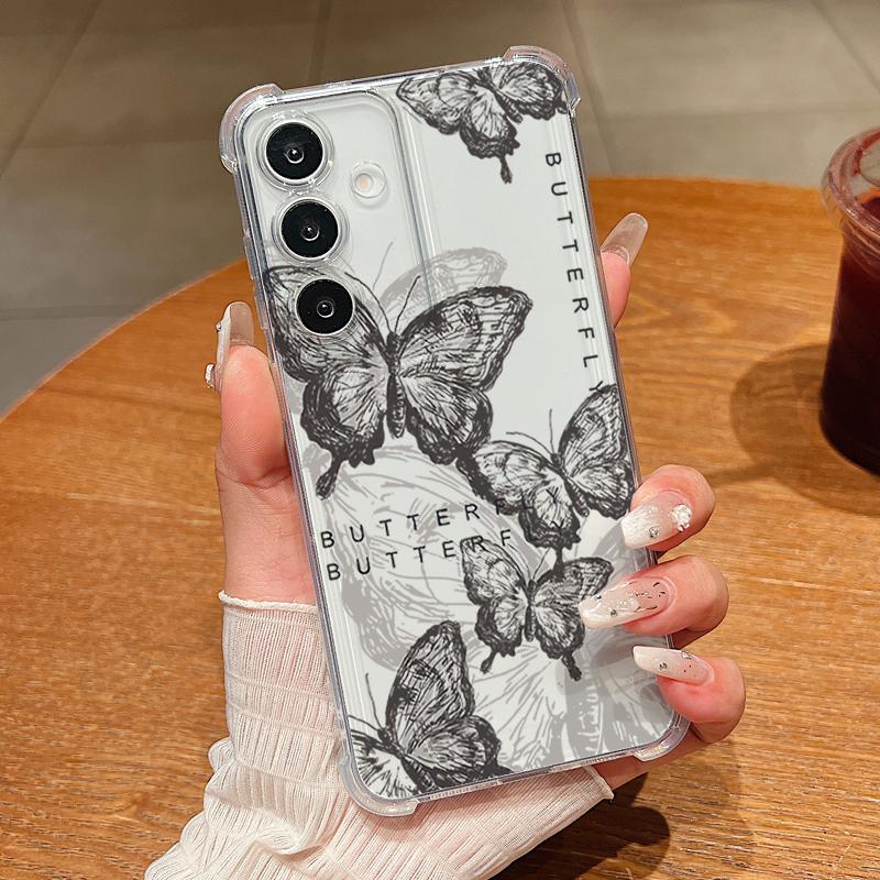 Butterfly Pattern Phone Case For Samsung Galaxy S26 S25 S24 S23 Ultra S22 Plus S21 S24 S25 FE Transparent Shockproof Soft Cover