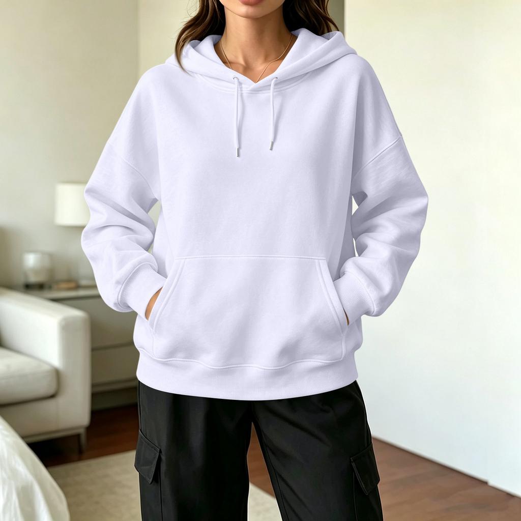 Women's Casual Drawstring Hoodie with Pockets for Everyday Wear