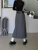 Vintage Gürtel Langer Rock Damen Herbst 90er Jahre Ästhetische Streetwear Y2k Hohe Taille Schlanker A-Linie Faltenrock Koreanischer Stil