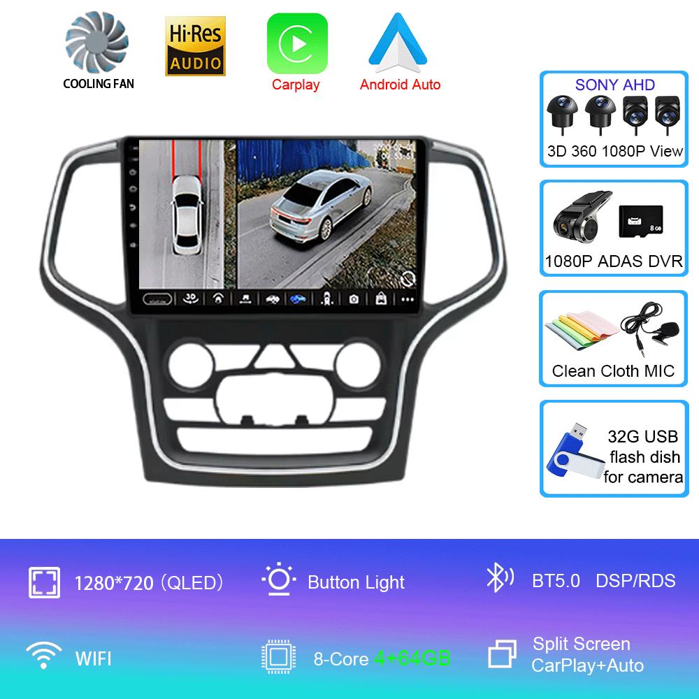 For Jeep Grand Cherokee WK2 2014 Car radio Multimedia Carplay Navigation GPS Wireless Android Auto Car Stereo HDR Radio 5G Wifi