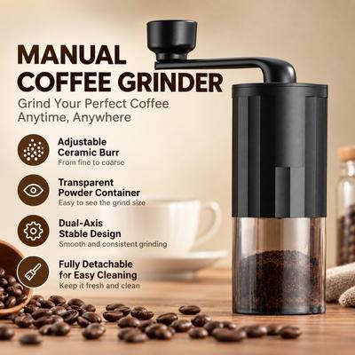 Hand Crank Manual Coffee Grinder Ceramic Burr Portable Adjustable Grinder  Travel Coffee