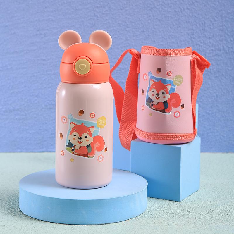 Childrens Mug Straw 304L Stainless Steel Drinking Cup with Lid Dual-use Outdoor Activity