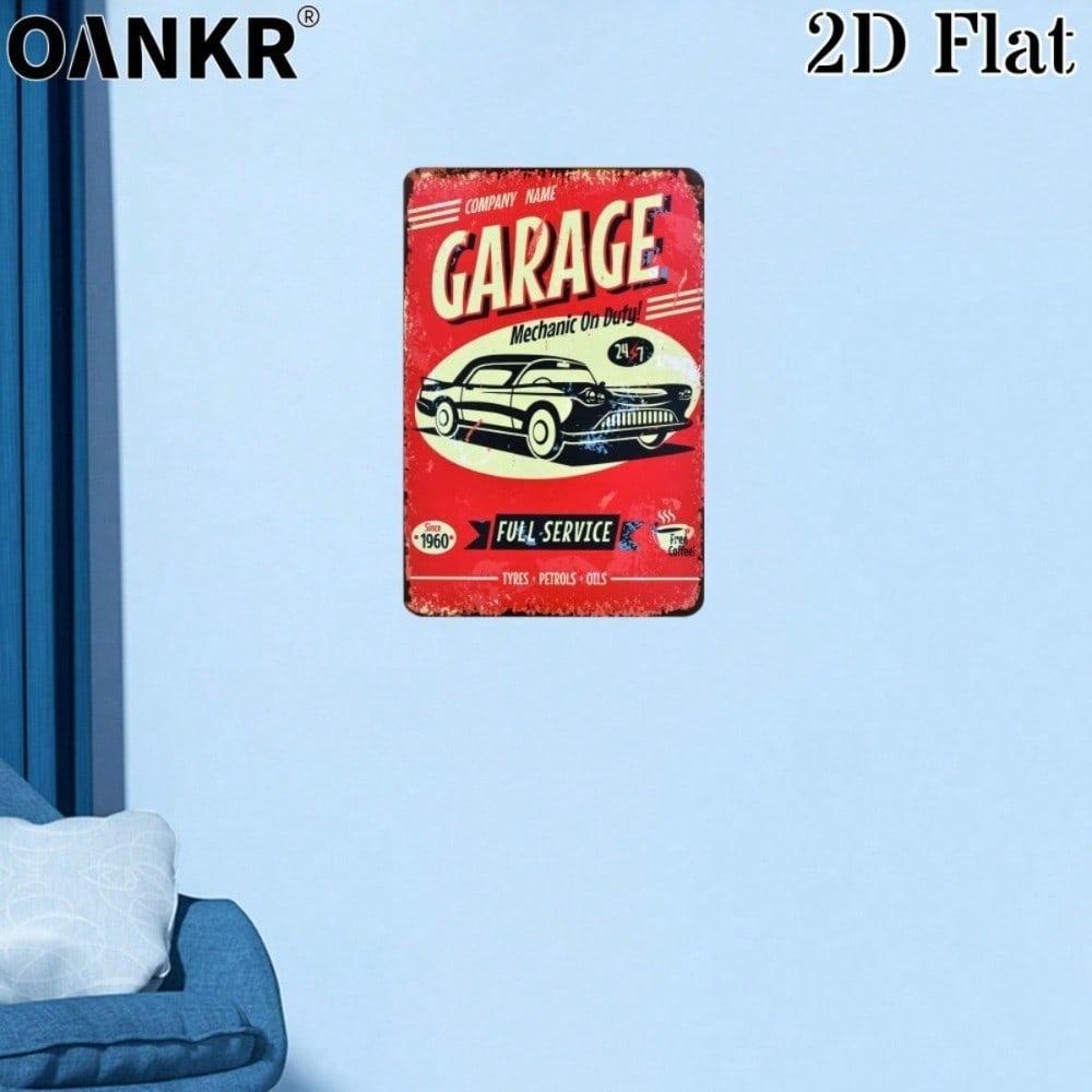 Vintage Mechanic On Duty Metal Tin Sign, Full Service Garage Art Plaque, Man Cave Wall Decor Gift
