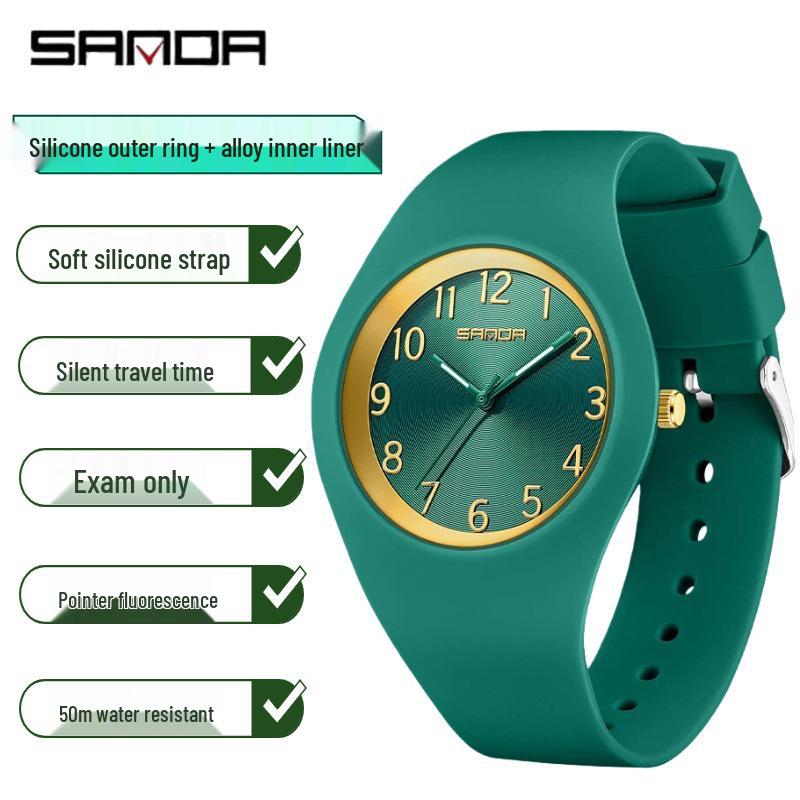 Sanda Unisex Lehké silikonové sportovní hodinky - Vodotěsné a tiché módní pro studenty