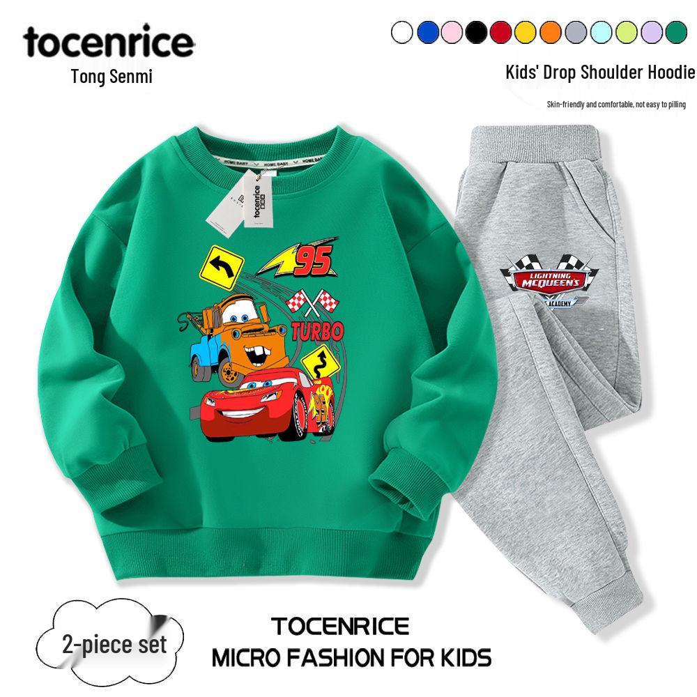2024 Lightning McQueen Boys' Fall Hoodie Set – Cool & Stylish Children's Clothing for Spring & Autumn