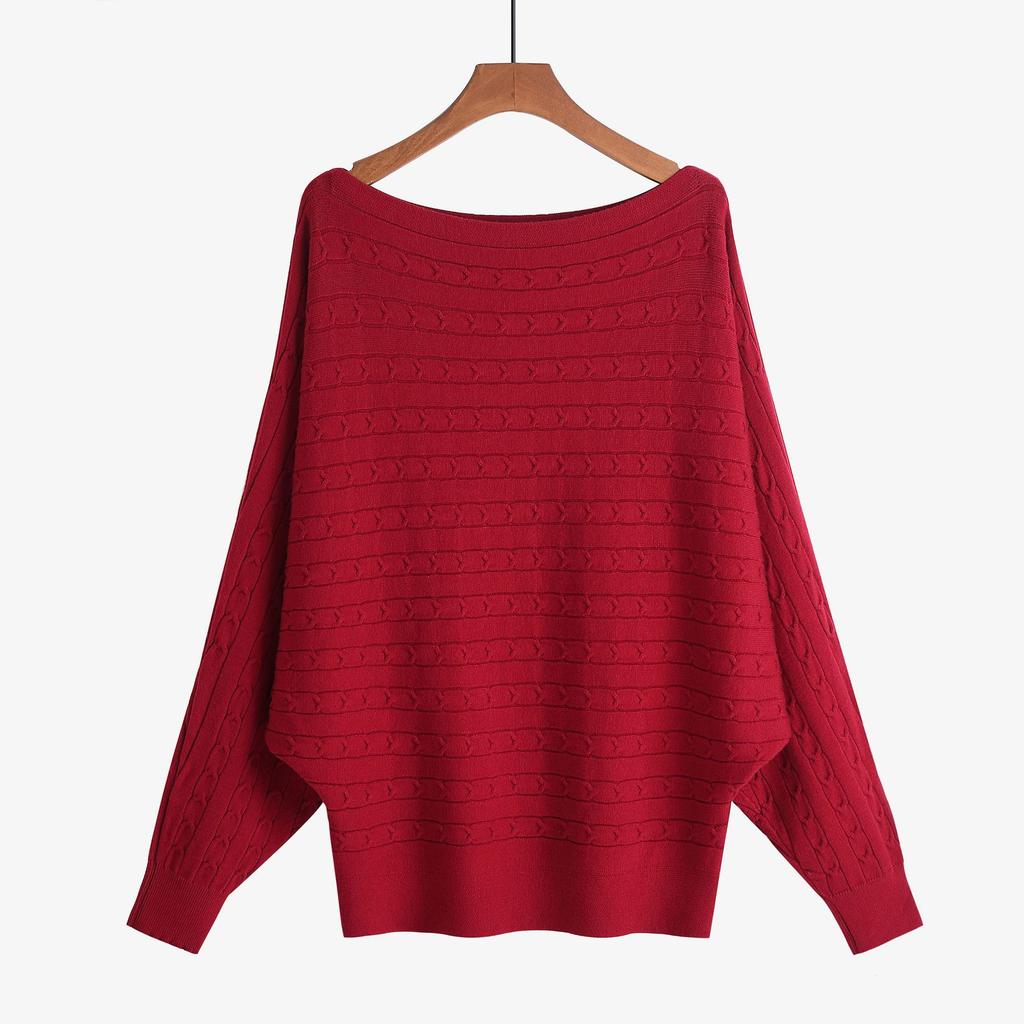 2022 for autumn and winter women's sweaters one-neck twist batman loose plus size long-sleeved jumper