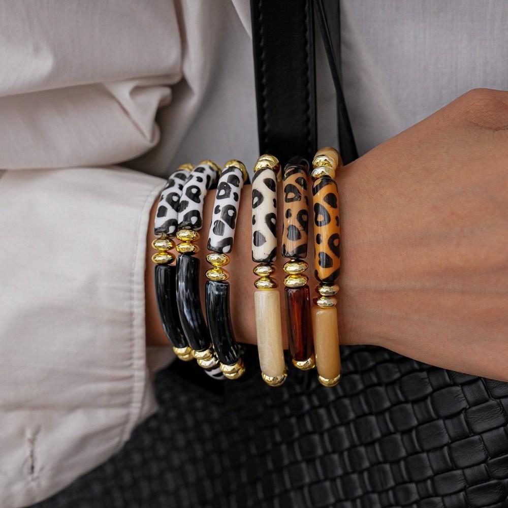 Leopard Print Leopard Acrylic Bracelets Acrylic Curved Tube Bangle Boho Acrylic Bracelets Girls