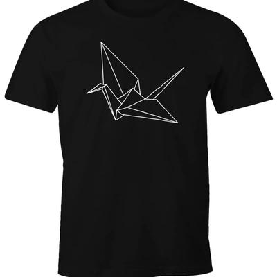 Moonworks Mens T Shirt Origami Crane Bird Geometric Vintage Washed Soft Breathable Comfortable Casual Designer Clothes