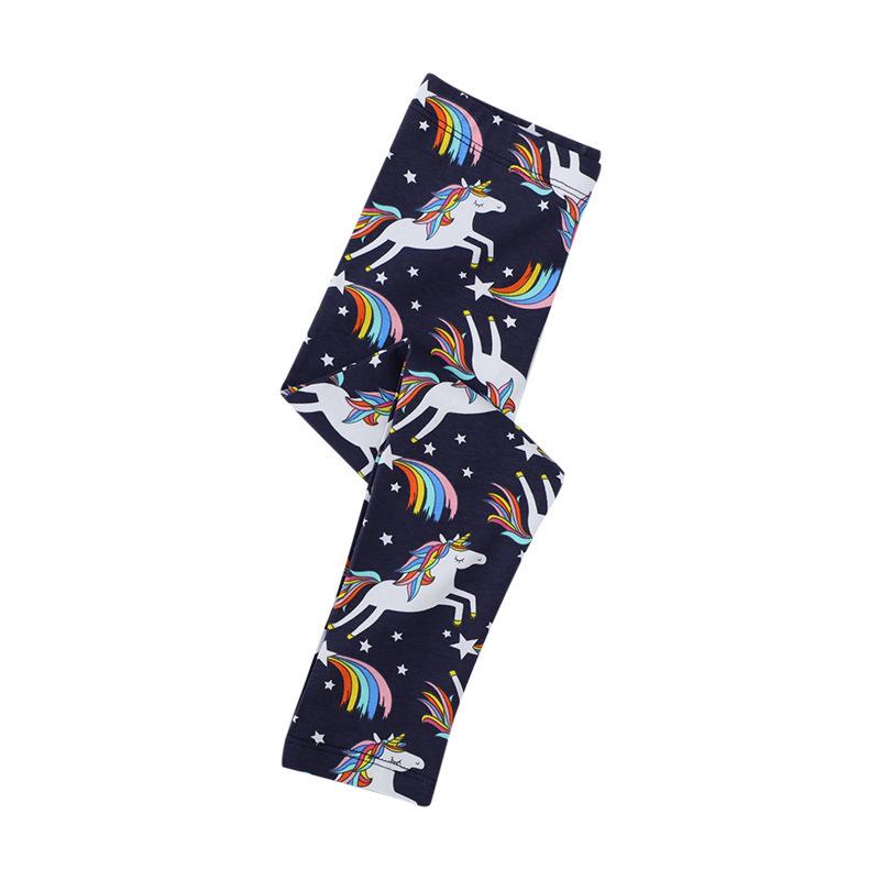 Unicorn Pattern Girls' Stretchy Leggings for Spring and Autumn