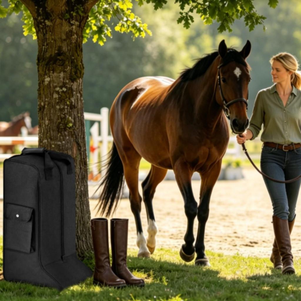 Tall Boot Storage Bag Lightweight Riding with Outer Pocket for Travel