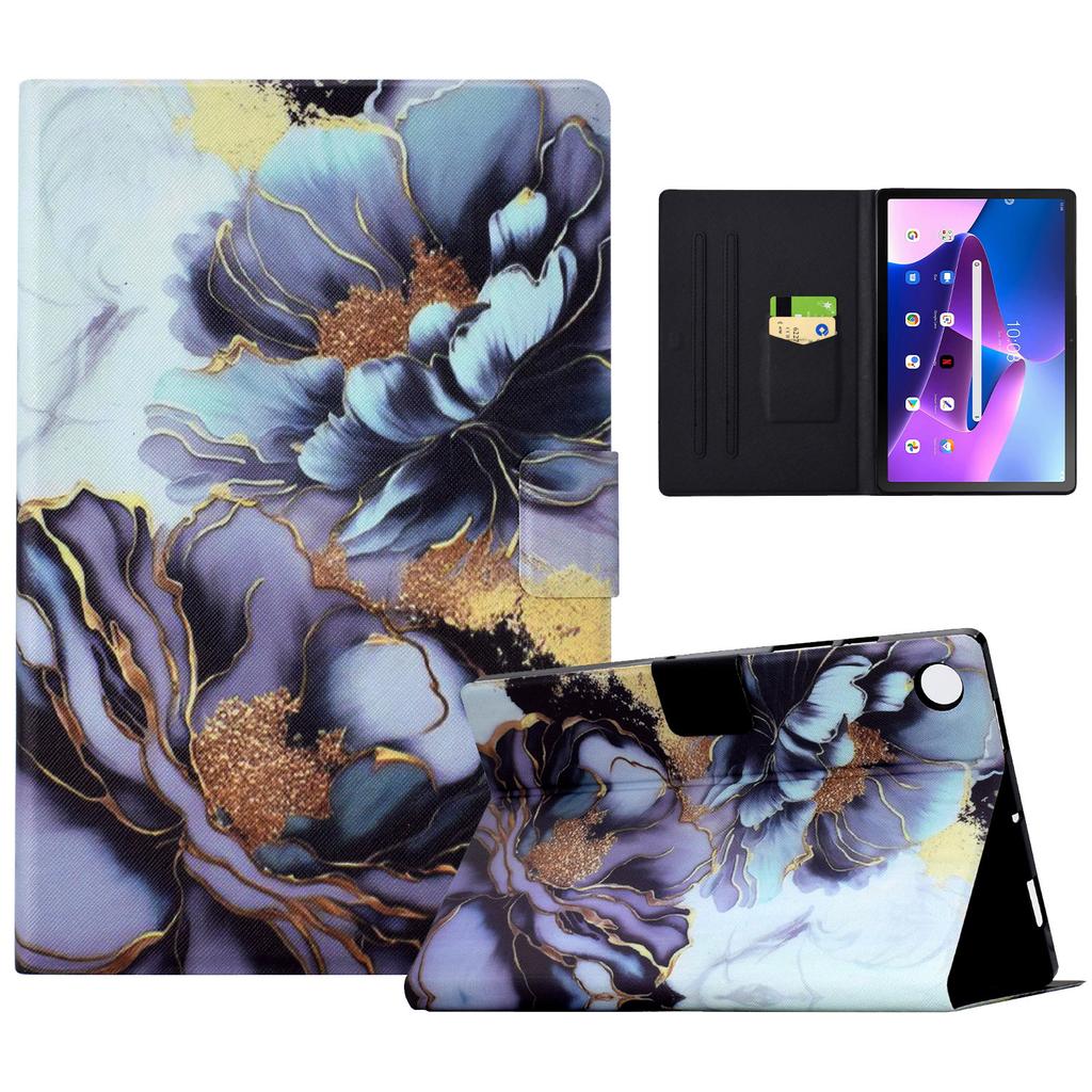 For Lenovo Tab M10 Plus (3rd Gen) Case Pattern Printed PU Leather Tablet Smart Cover with Card Holder