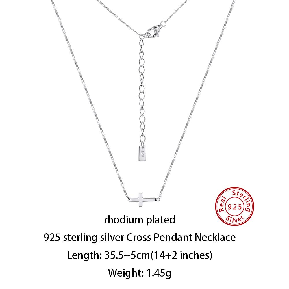 

Effie Queen 925 Sterling Silver Textured Cross Chain Choker Necklace for Women Simple Geometric Cross Charms Fine Jewelry SC96
