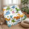 Dinosaur Adventure In the Jungle Blanket Personalized Name Flannel Blanket Soft Cozy Plush Throw for Sofa Bed Lightweight Home Decor