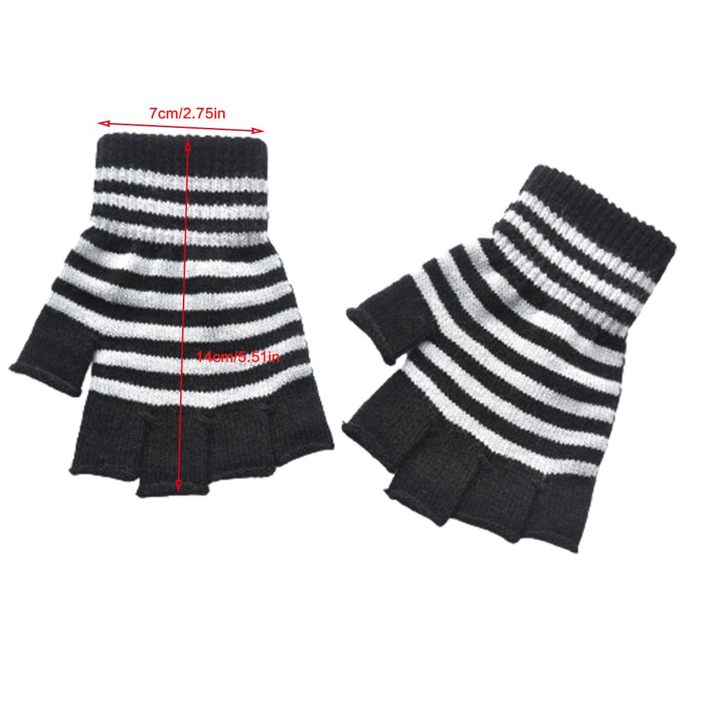 Soft Kid Winter Glove Half-finger Knit Color Matching Mitten for Winter Supplies