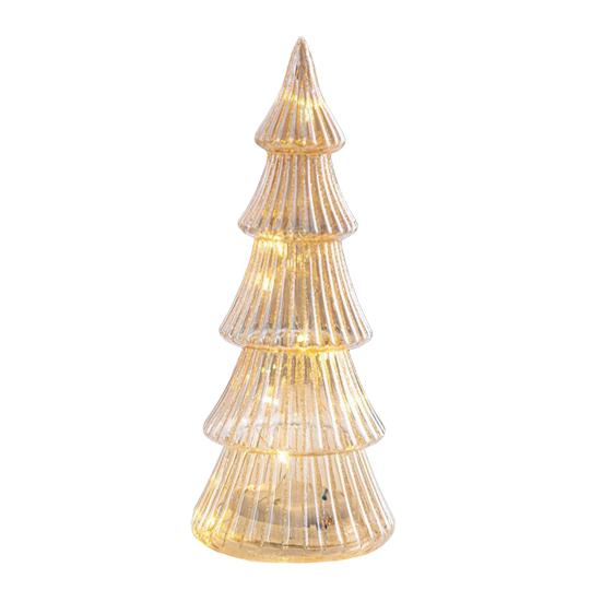 Illuminated Glass Christmas Tree Tabletop Light Up Christmas Tree Figurine for Xmas Home Party Centerpiece Tabletop Mantel Decor