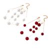 1 Set of Red Bead Earrings, Necklace, High-end Fringed Long Jewelry Temperament, French High-end Sense