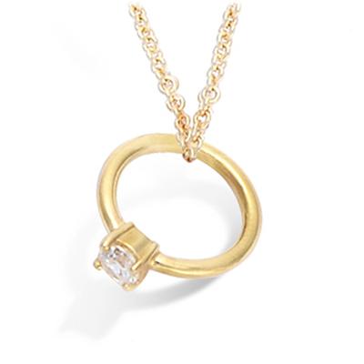 [L1846] - Colar 'Solitaire' em ouro branco banhado a ouro - 12 mm